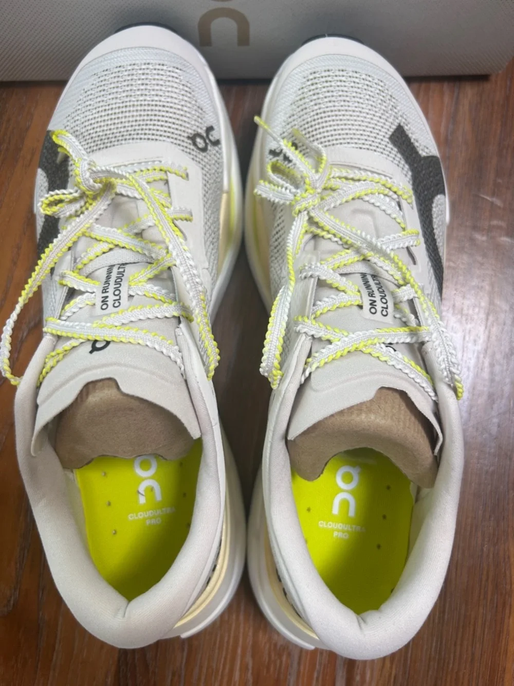 On Running Men’s Cloudultra Pro Running Shoes in Cream with Yellow Accents NWT - Picture 2 of 4